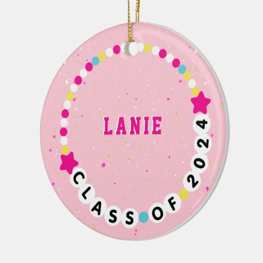 Vriendschap Armband Klasse van 2024 Afstuderen Roz Keramisch Ornament (Links)