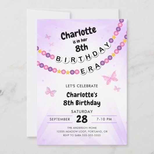 Vriendschap Armband Meisjes Verjaardag Era Party Kaart (Voorkant)