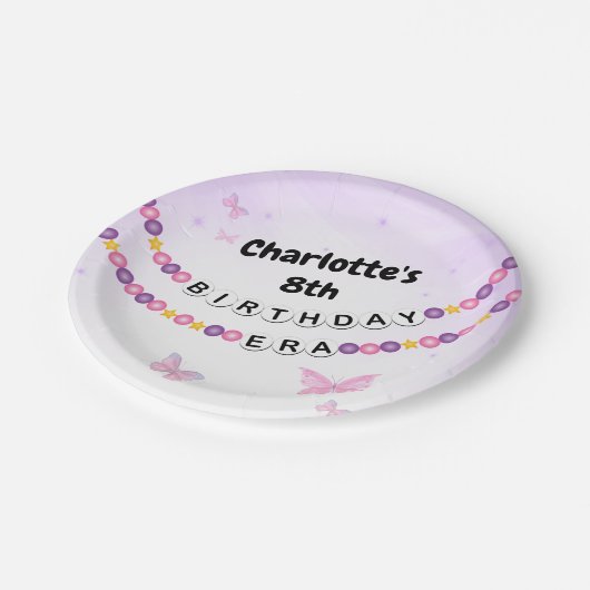 Vriendschap Armband Meisjes Verjaardag Era Party Papieren Bordje (Gekanteld)