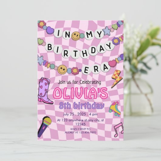 Vriendschap Armband Meisjes Verjaardag Retro Groov Kaart (Staand voorkant)