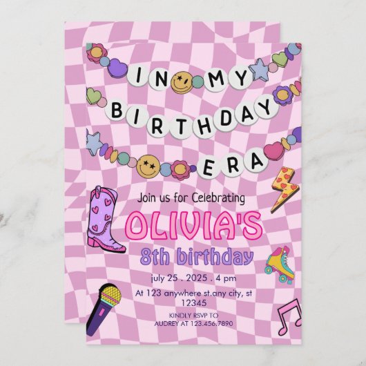 Vriendschap Armband Meisjes Verjaardag Retro Groov Kaart (Voorkant / Achterkant)