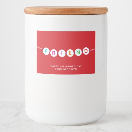 Vriendschap armband rode Valentijnsdag Voedselcontainer Etiket (Voorkant)