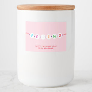 Vriendschap armband roze Valentijnsdag Voedselcontainer Etiket