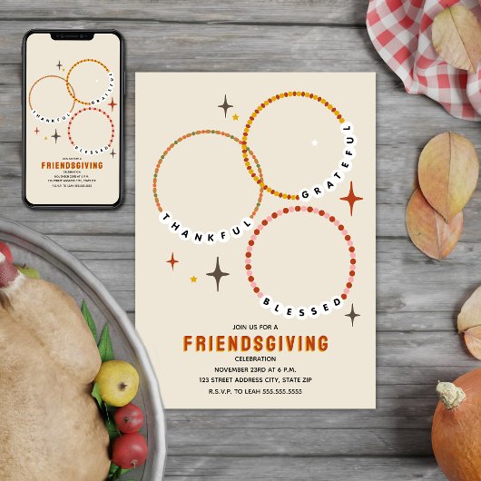 Vriendschap Armbanden Friendsgiving Thanksgiving Kaart