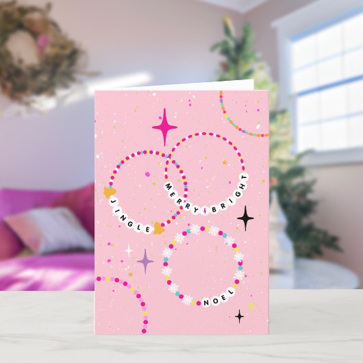 Vriendschap Armbanden Roze Kerstfeest Feestdagen Kaart