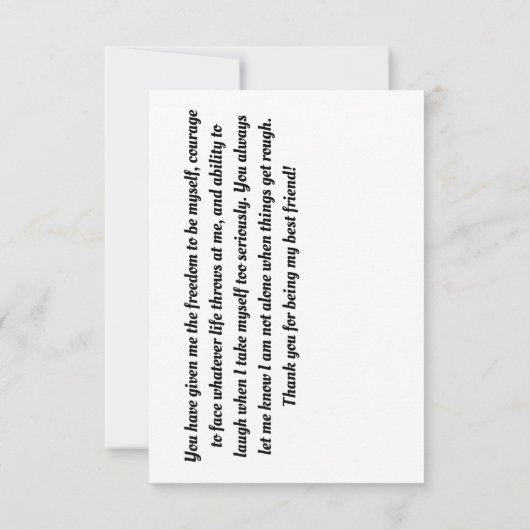 vriendschap bedankkaart (Achterkant)