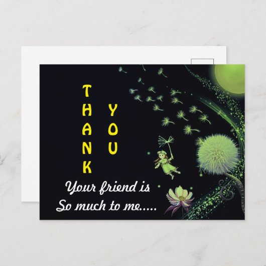 vriendschap bedankt kaart (Voorkant / Achterkant)