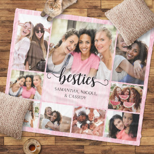 Vriendschap Beste Vriendinnen Roze Fotocollage Fleece Deken