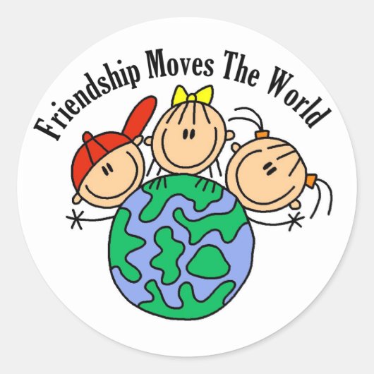 Vriendschap Beweegt de wereld T-shirts en geschenk Ronde Sticker (Voorkant)