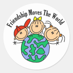 Vriendschap Beweegt de wereld T-shirts en geschenk Ronde Sticker