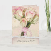Vriendschap Birthday Rose Bouquet Kaart (Voorkant)