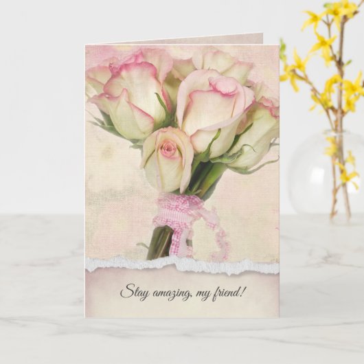 Vriendschap Birthday Rose Bouquet Kaart (Gele Bloem)