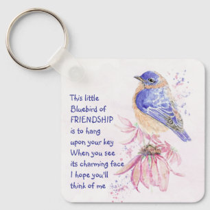 Vriendschap Bluebird Think of Me Gepersonaliseerd Sleutelhanger