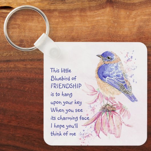 Vriendschap Bluebird Think of Me Gepersonaliseerd Sleutelhanger (Voorkant)