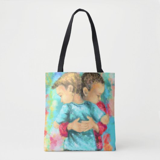 Vriendschap Canvas tas Kinder Knuffelen (Voorkant)