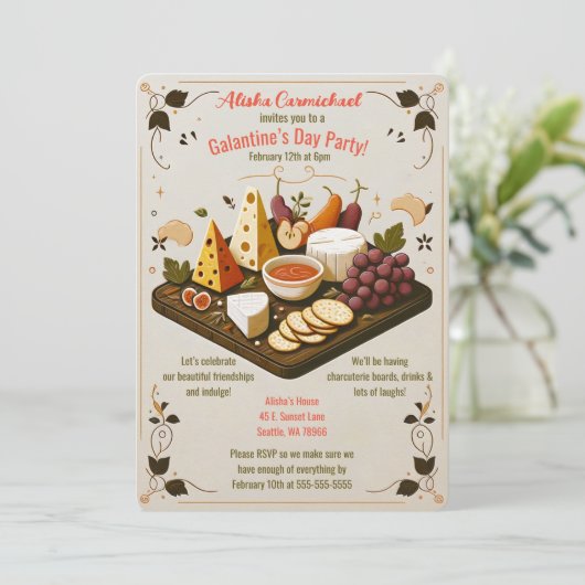 Vriendschap Charcuterie Board Galantine's Day Part Kaart (Staand voorkant)