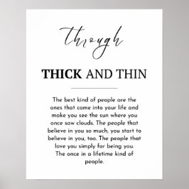 Vriendschap citaat, door dik en dun poster