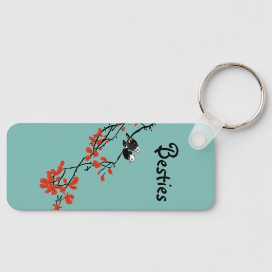 Vriendschap Citaat Twee Rode Bladeren van vogels M Sleutelhanger (Voorkant)