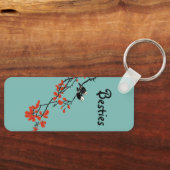Vriendschap Citaat Twee Rode Bladeren van vogels M Sleutelhanger (Voorkant)