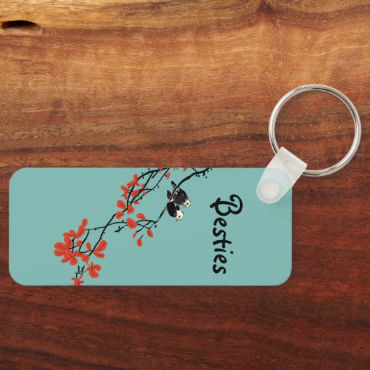 Vriendschap Citaat Twee Rode Bladeren van vogels M Sleutelhanger (Voorkant)