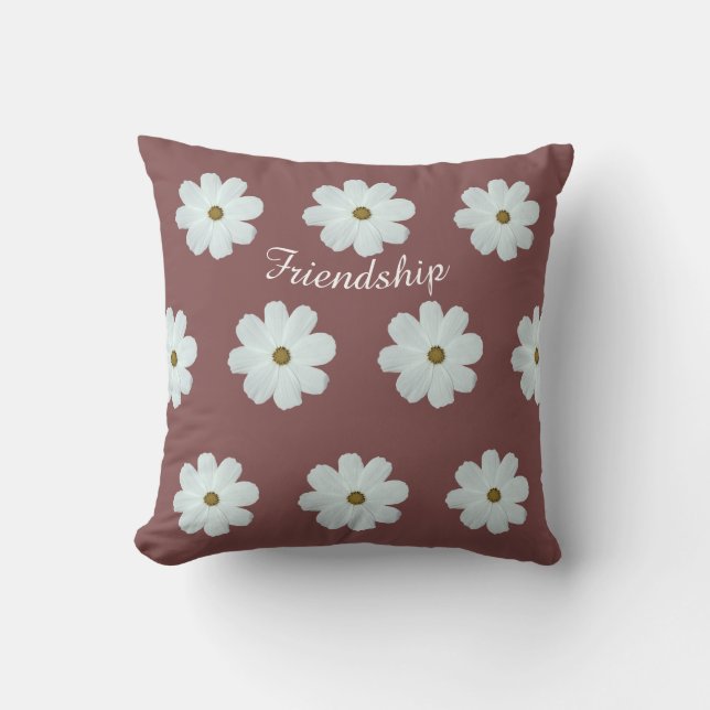 Vriendschap Daisy Wildflower Patroon Roze Bloemen Kussen (Voorkant)