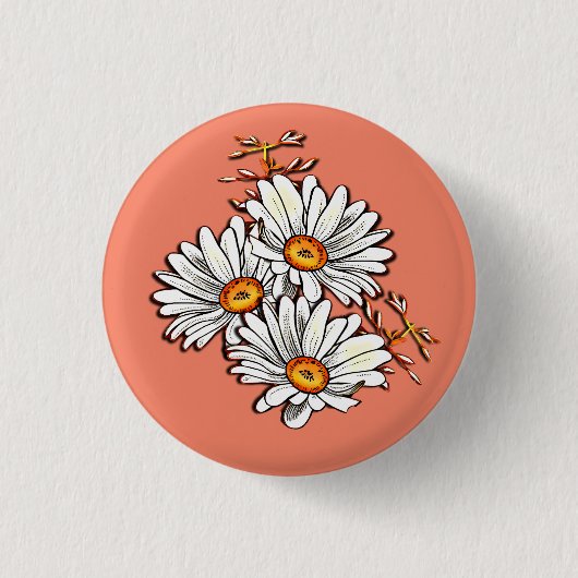 Vriendschap Daisy Wildflowers  Sinaasappel Ronde Button 3,2 Cm (Voorkant)