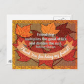 Vriendschap Dank u Herfst Thanksgiving quote Briefkaart (Voorkant / Achterkant)