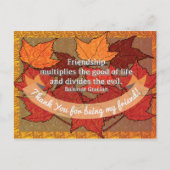 Vriendschap Dank u Herfst Thanksgiving quote Briefkaart (Voorkant)