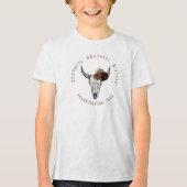 Vriendschap Dankbaar Koe Schedel en Rozen Tri-Blend Shirt (Voorkant)