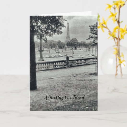 Vriendschap Eiffel Tower Kaart (Gele Bloem)