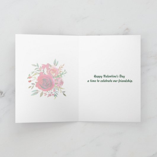 Vriendschap en bloemen voor de Valentijnsdag Kaart (Binnen)