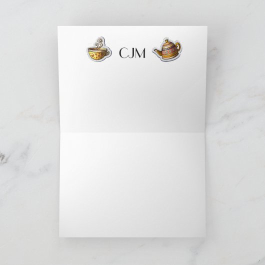 Vriendschap en thee briefpapier bedankkaart (Binnen)