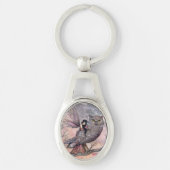Vriendschap Fairy en Owl Fantasy Art Sleutelhanger (Voorkant)