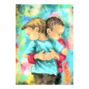 Vriendschap Fotoprint Kinder knuffelen Vredesschil Foto Afdruk