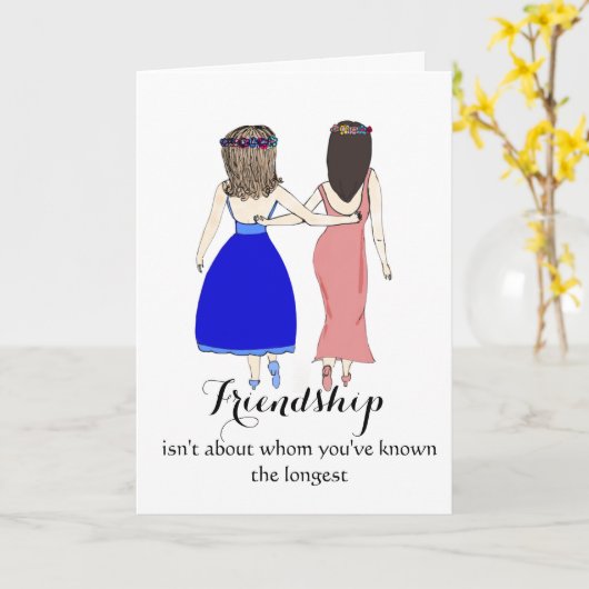 Vriendschap gaat niet over wie je het langst kent kaart (Gele Bloem)