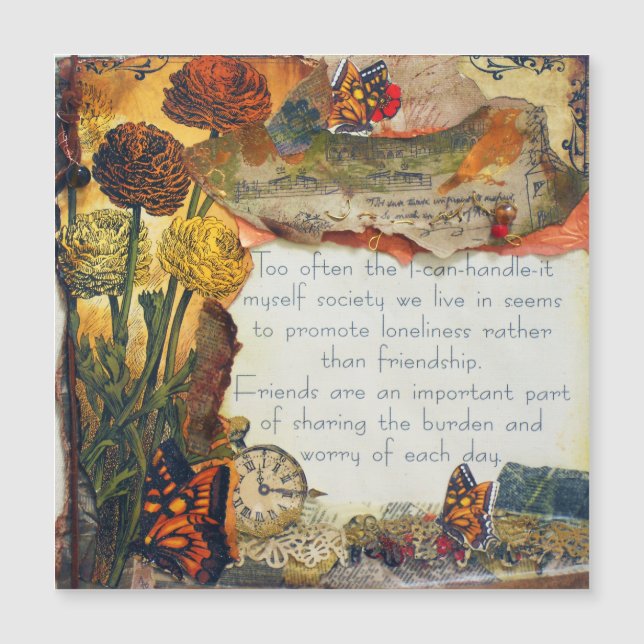 Vriendschap Gemengde Media Vlinders Bloemen Collag (Voorkant)