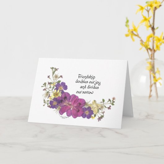 Vriendschap gezegde kaart (Gele Bloem)
