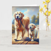 Vriendschap Golden Retrievers Kaart (Gele Bloem)