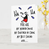 ***VRIENDSCHAP***HUMOR OP ZIJN BEST=VERJAARDAGSWEN KAART (Gele Bloem)