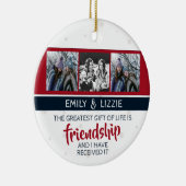 Vriendschap inspirerend citaat met namen en foto's keramisch ornament (Rechts)
