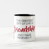 Vriendschap inspirerend citaat met namen en foto's tweekleurige koffiemok (Center)
