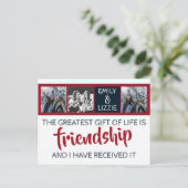 Vriendschap inspirerend met namen en foto's briefkaart (Staand voorkant)