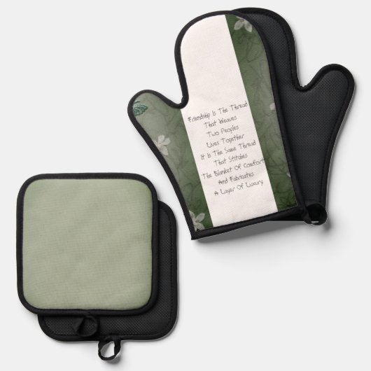 Vriendschap is de draad ovenwant & pannenlap set (Voorkant / Achterkant)