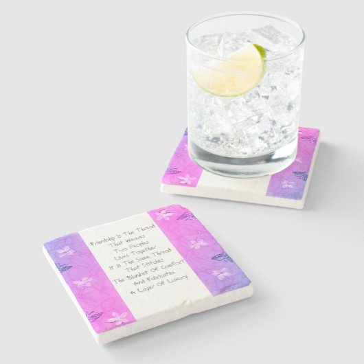 Vriendschap is de draad stenen onderzetter (Zijkant)