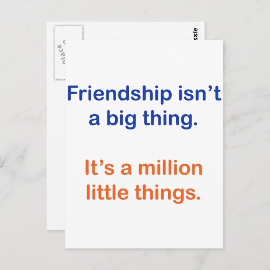 Vriendschap is geen groot iets. briefkaart (Voorkant / Achterkant)