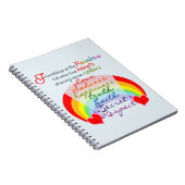Vriendschap is het ontwerp van het regenbooghandbo notitieboek (Rechterzijde)