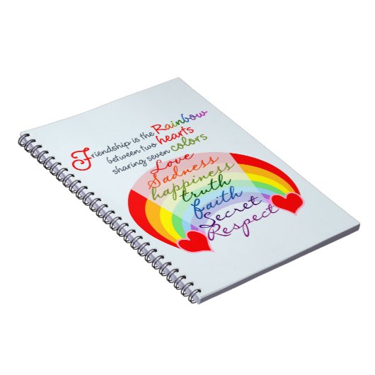 Vriendschap is het ontwerp van het regenbooghandbo notitieboek (Rechterzijde)