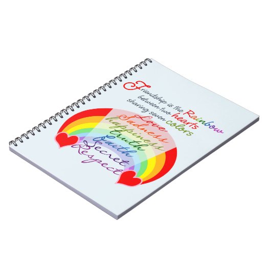 Vriendschap is het ontwerp van het regenbooghandbo notitieboek (Linkerzijde)