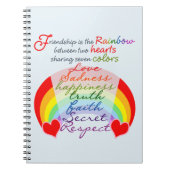 Vriendschap is het ontwerp van het regenbooghandbo notitieboek (Voorkant)