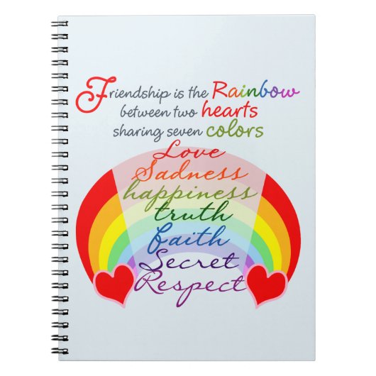 Vriendschap is het ontwerp van het regenbooghandbo notitieboek (Voorkant)